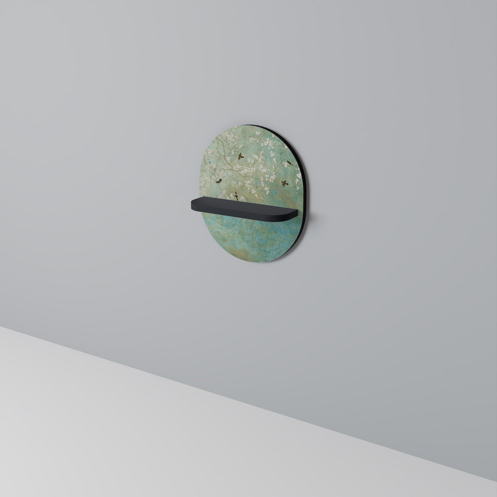 BLOOMING CHARM Oval konsthylla i svart finish