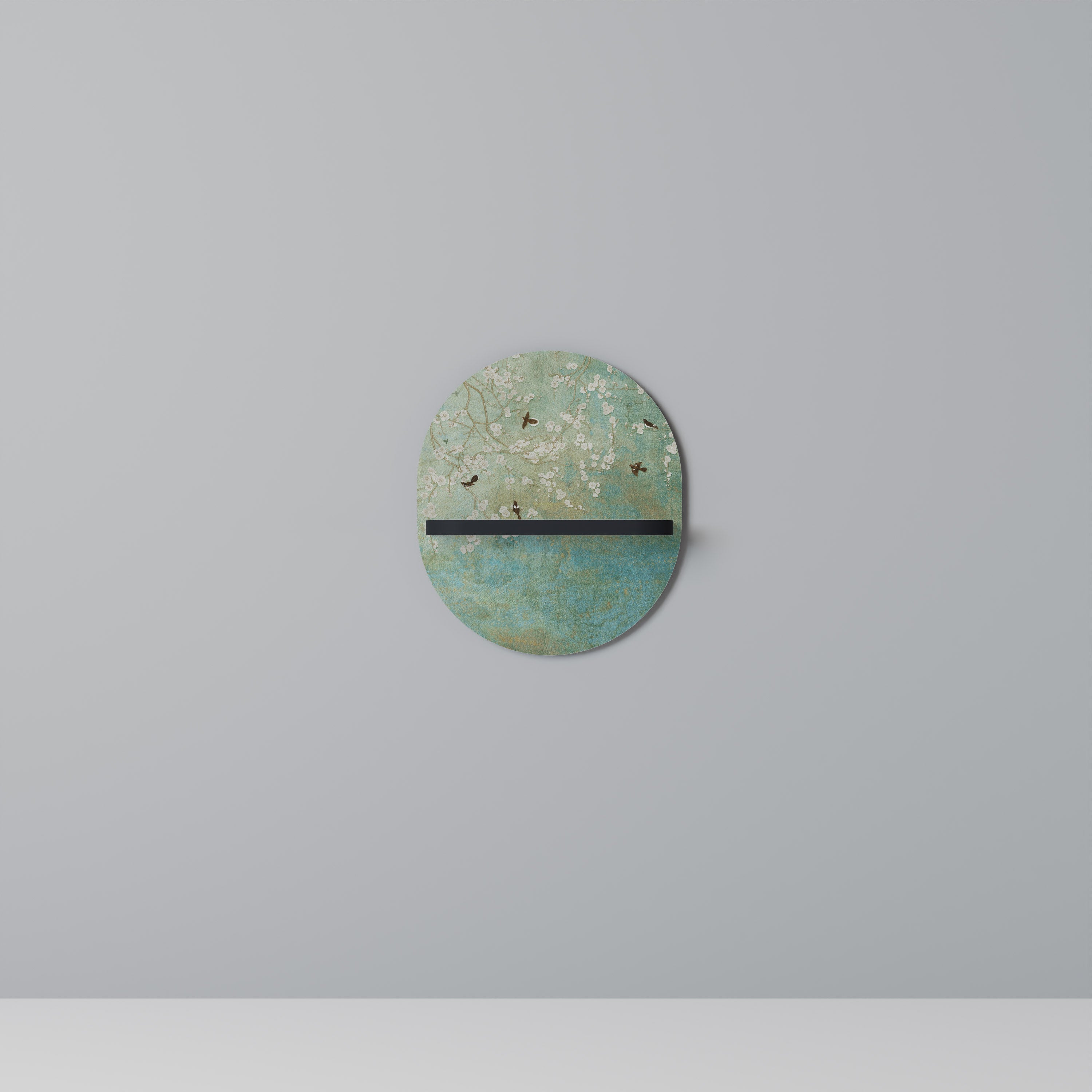 BLOOMING CHARM Oval konsthylla i svart finish