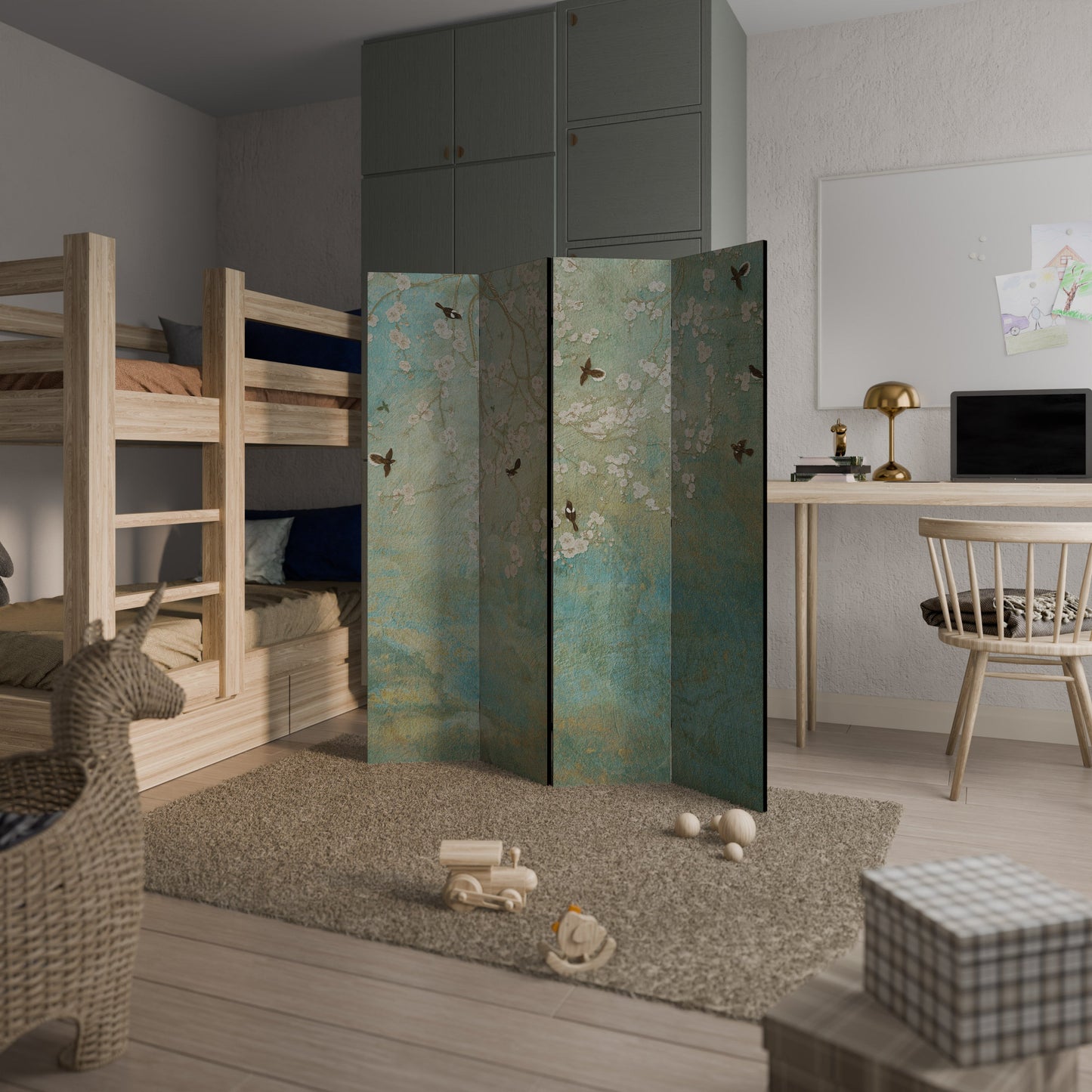 BLOOMING CHARM Dekorativ rumsavdelare med 4 paneler