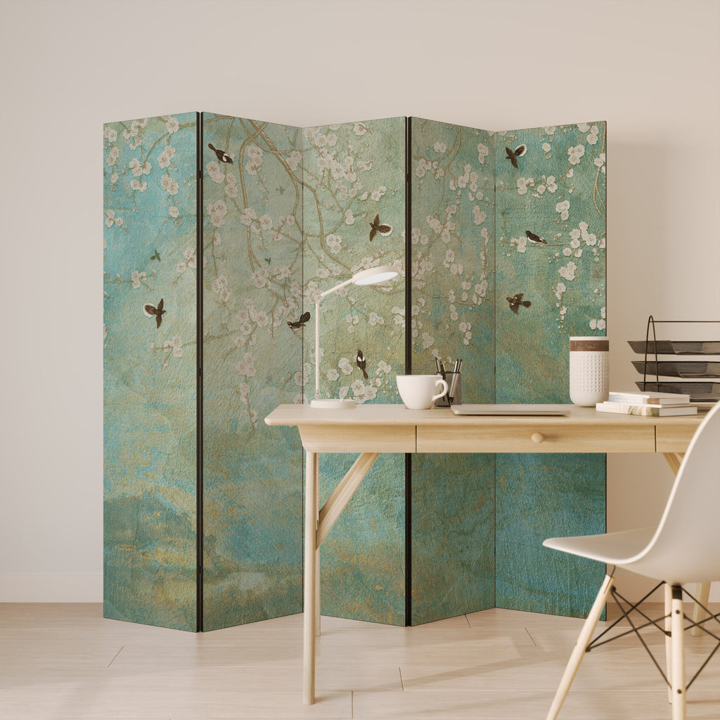 BLOOMING CHARM Dekorativ rumsavdelare med 5 paneler