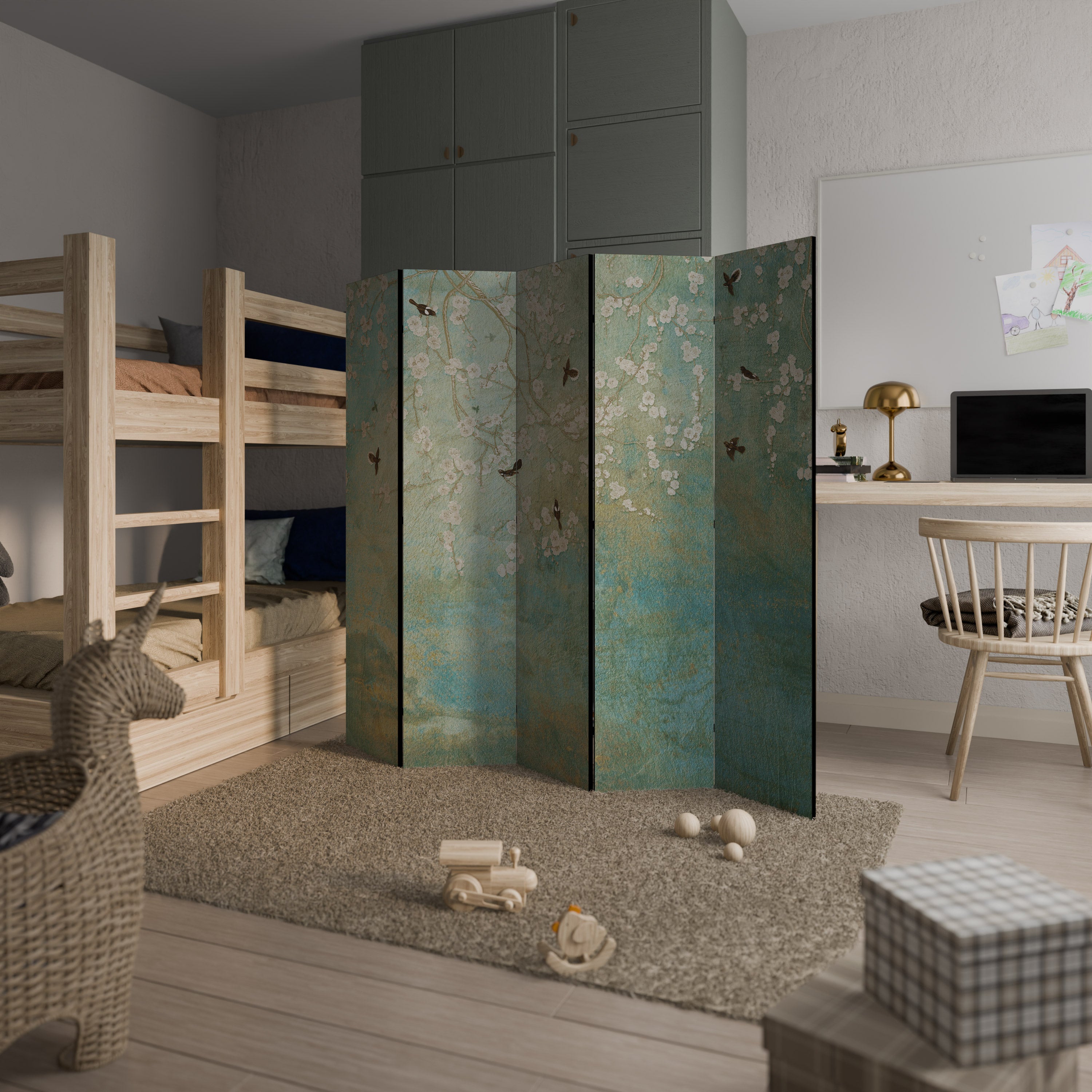 BLOOMING CHARM Dekorativ rumsavdelare – 5 paneler