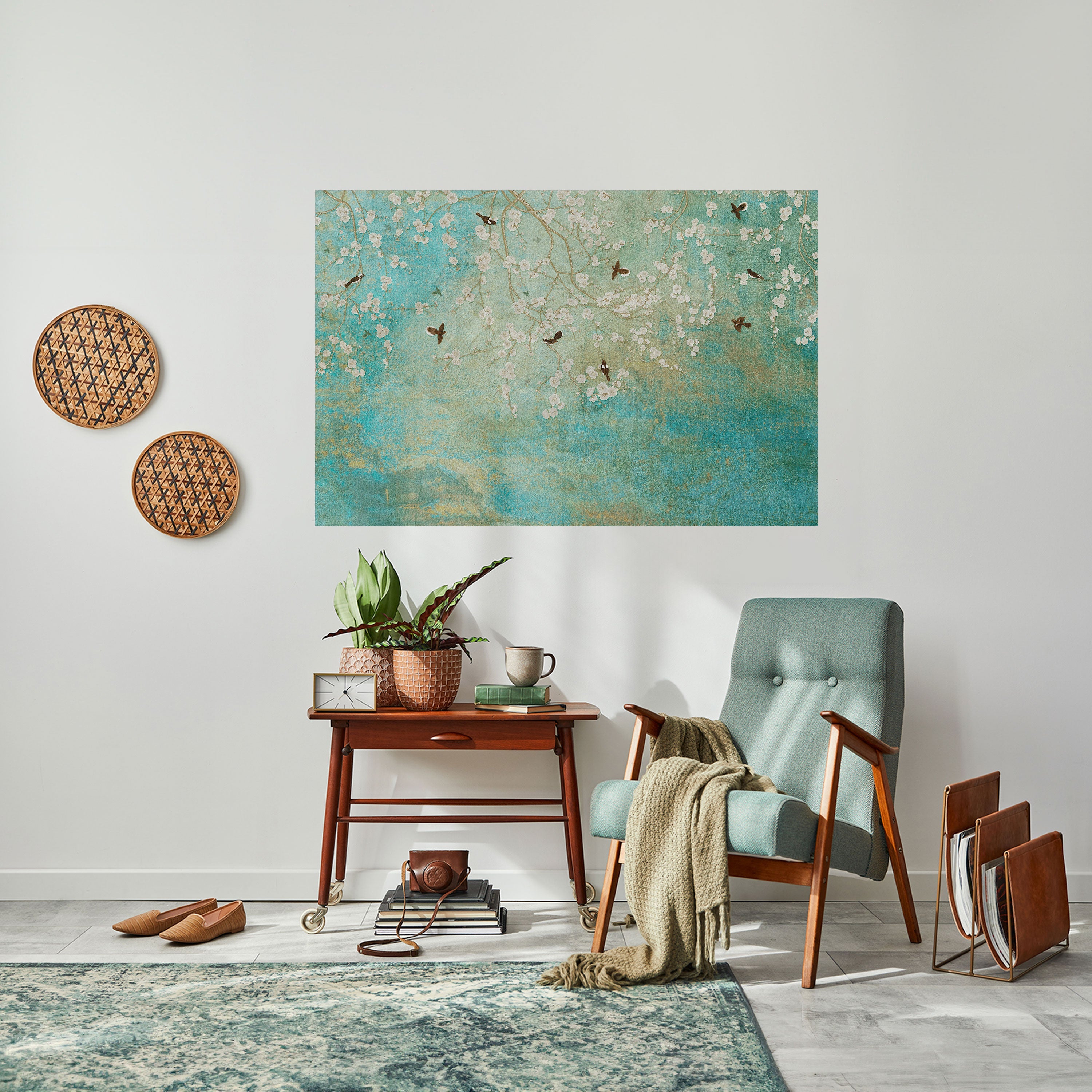 BLOOMING CHARM horisontell poster med självhäftande motiv