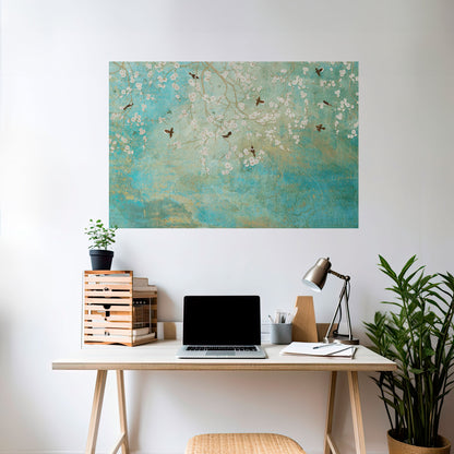 BLOOMING CHARM horisontell poster med självhäftande motiv