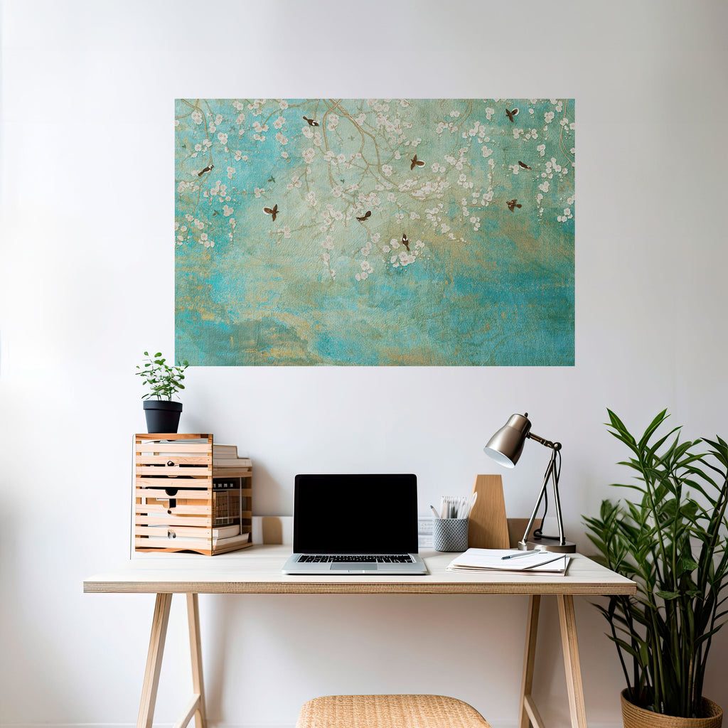 BLOOMING CHARM horisontell poster med självhäftande motiv