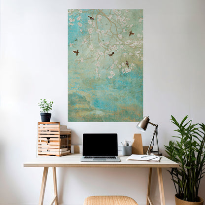 BLOOMING CHARM vertikal poster med självhäftande text