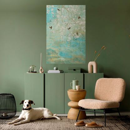 BLOOMING CHARM vertikal poster med självhäftande text