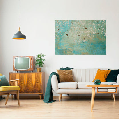 BLOOMING CHARM horisontell poster med självhäftande motiv