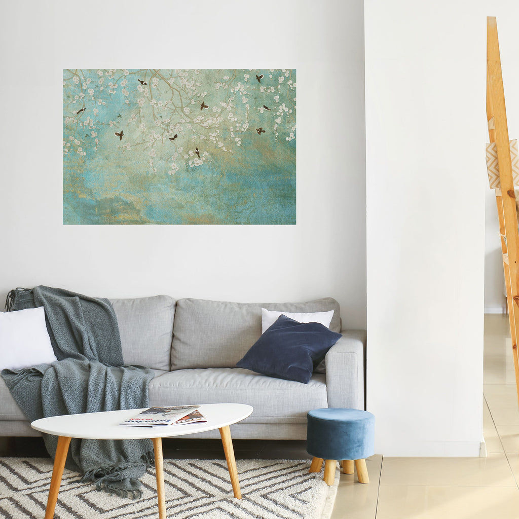 BLOOMING CHARM horisontell poster med självhäftande motiv