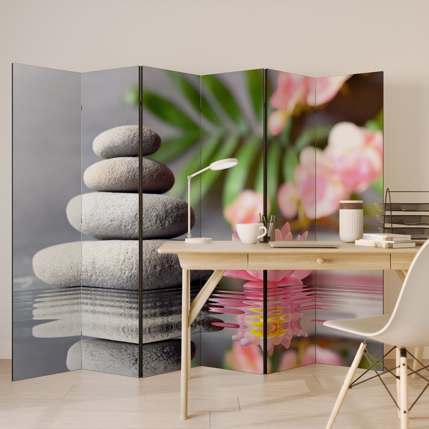 CALMING REFLECTIONS Decorative 6-Panel Room Divider