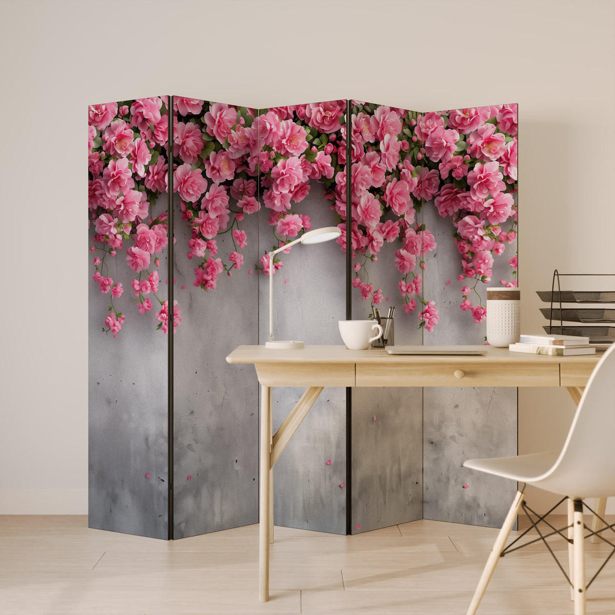 SERENE FLOWER FOLD Dekorativ rumsavdelare – 5 paneler