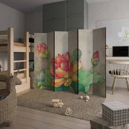 VISKANDE LOTUSBLOMSTER Dekorativ rumsavdelare med 6 paneler