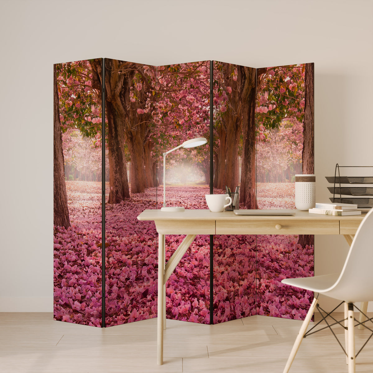 BLOSSOMING PATHWAYS Dekorativ rumsavdelare – 5 paneler