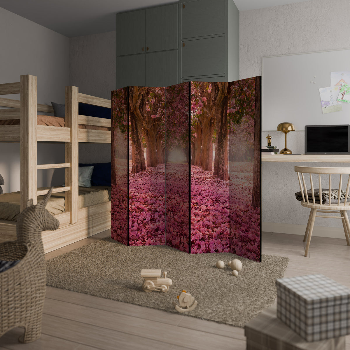 BLOSSOMING PATHWAYS Dekorativ rumsavdelare – 5 paneler