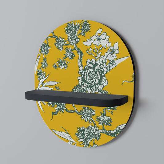 GUL CHINOISERIE Oval konsthylla i svart finish