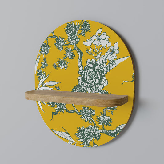 GUL CHINOISERIE Oval konsthylla i ekeffekt