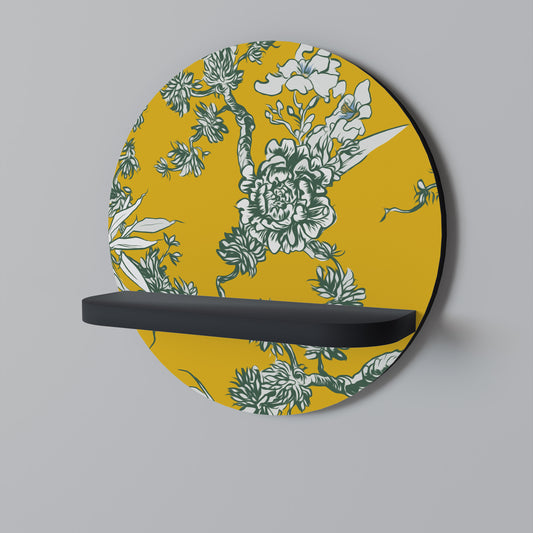 GUL CHINOISERIE Rund konsthylla i svart finish
