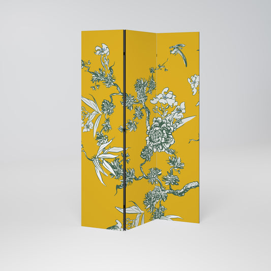 YELLOW CHINOISERIE Dekorativ rumsavdelare – 3 paneler