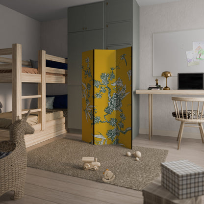 Dekorativ rumsavdelare med 3 paneler i gul CHINOISERIE-stil