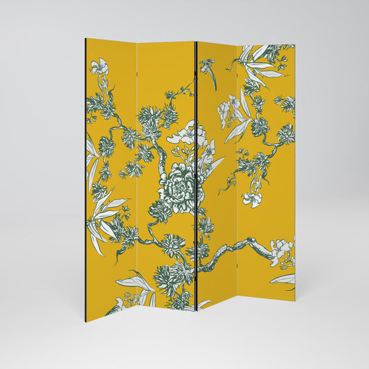 YELLOW CHINOISERIE Rumsavdelare 4 paneler