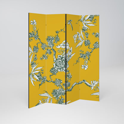 Dekorativ rumsavdelare med 4 paneler i gul CHINOISERIE-stil