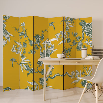 Dekorativ rumsavdelare med 6 paneler i gult CHINOISERIE-mönster
