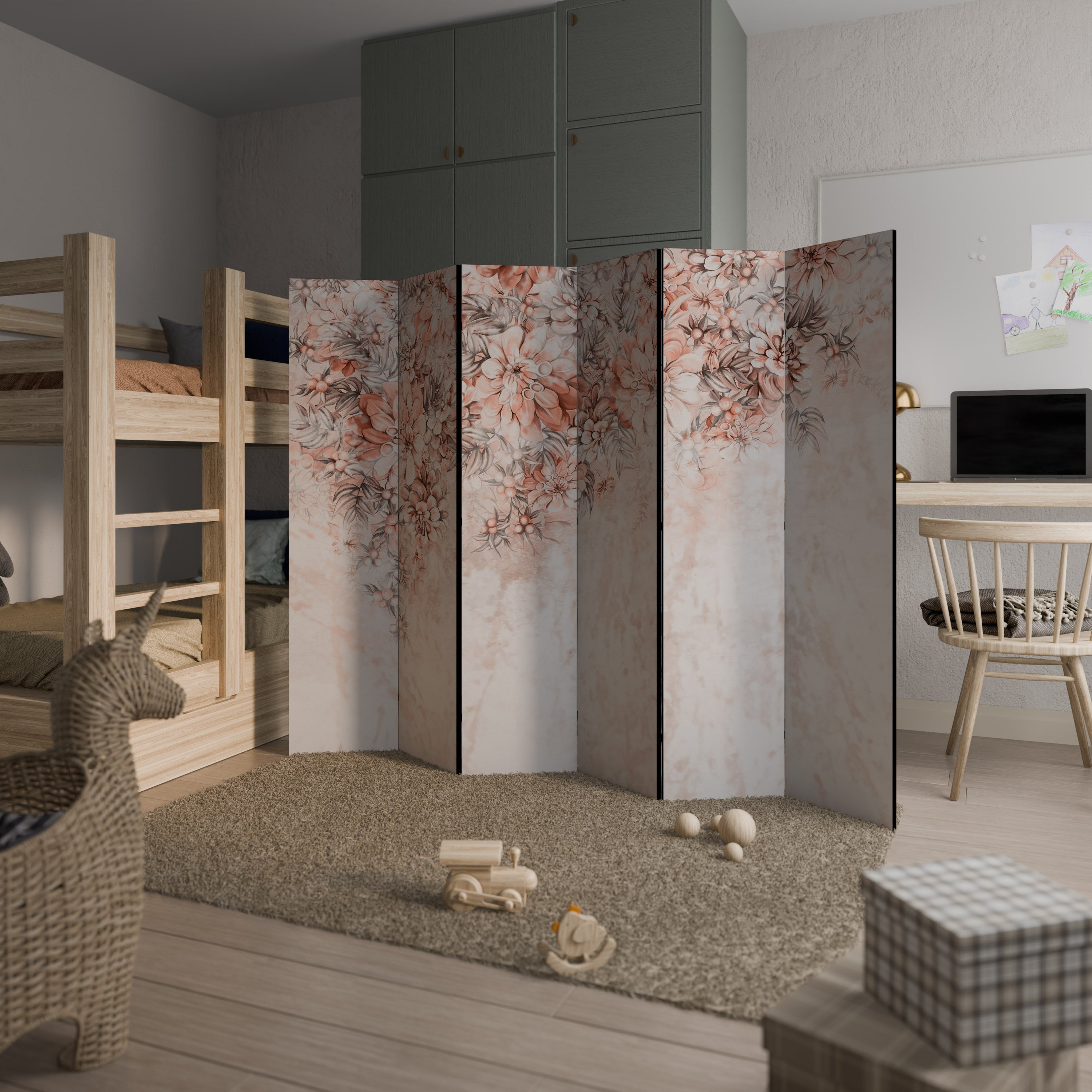 Dekorativ rumsavdelare med 6 paneler i MARBLE GARDEN FANTASY