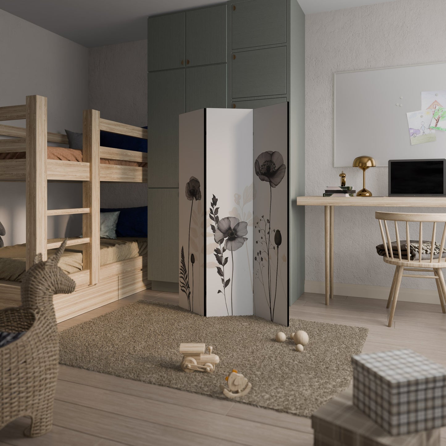 POPPY ALLURE Dekorativ rumsavdelare med 3 paneler