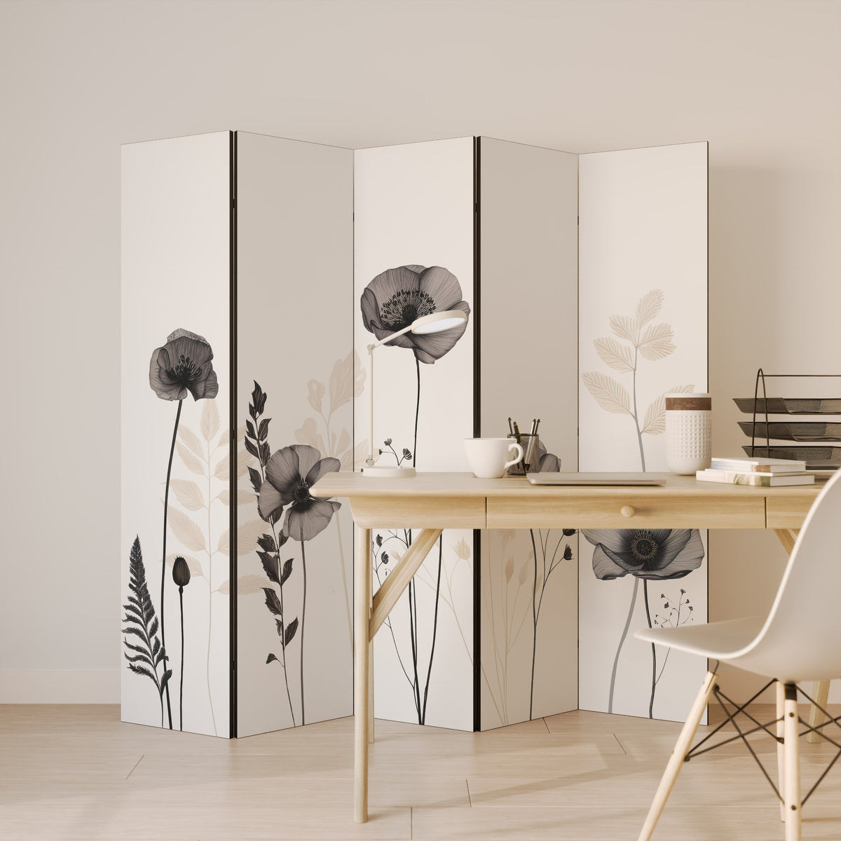 POPPY ALLURE Dekorativ rumsavdelare – 5 paneler