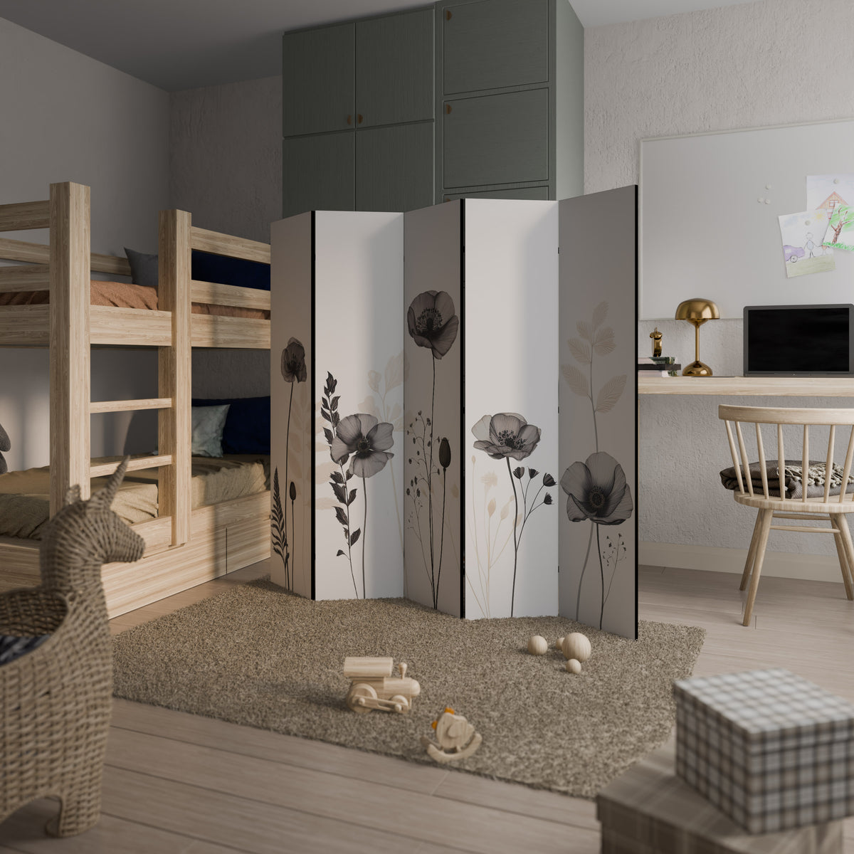 POPPY ALLURE Dekorativ rumsavdelare – 5 paneler