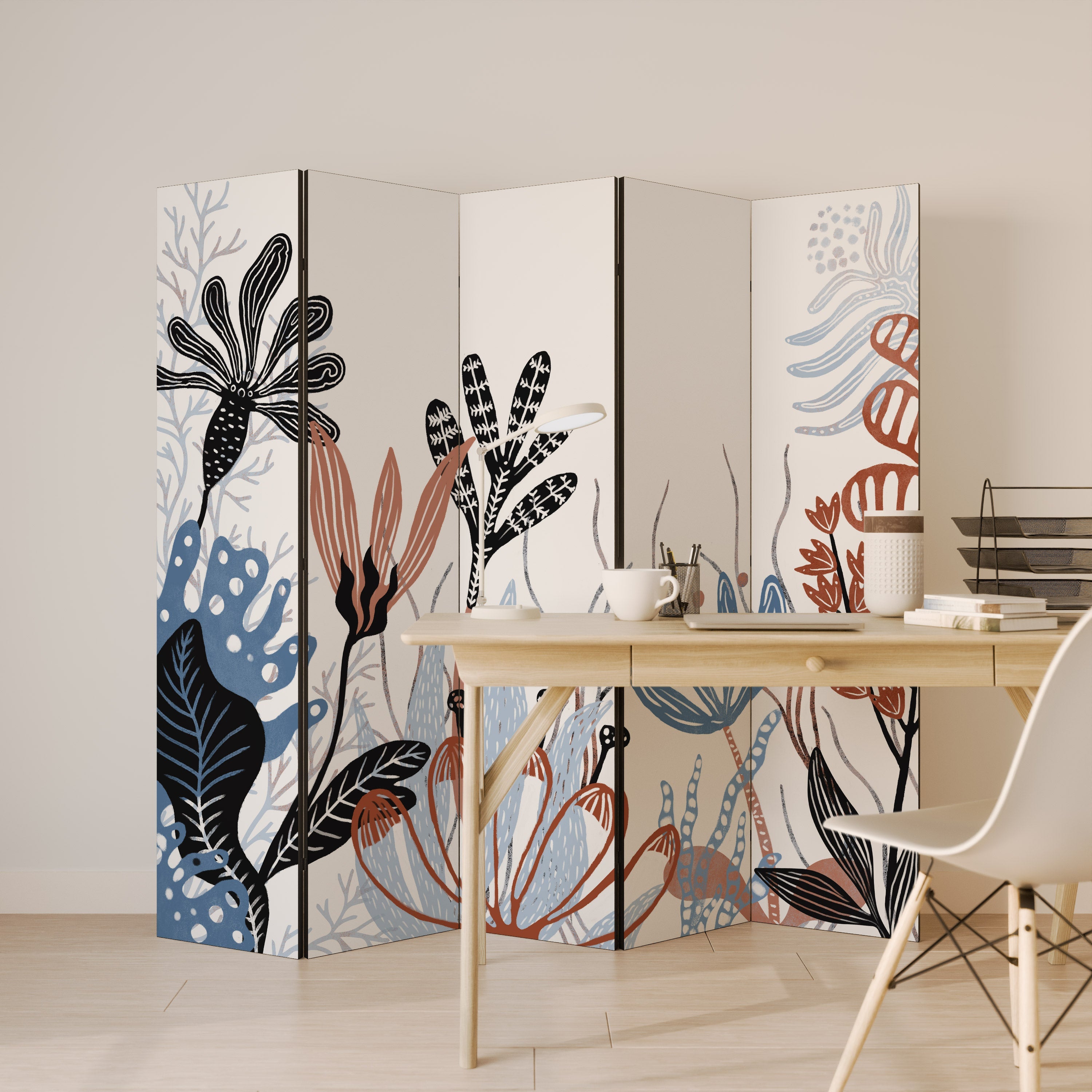 ORGANISK ASSEMBLAGE Dekorativ rumsavdelare med 5 paneler
