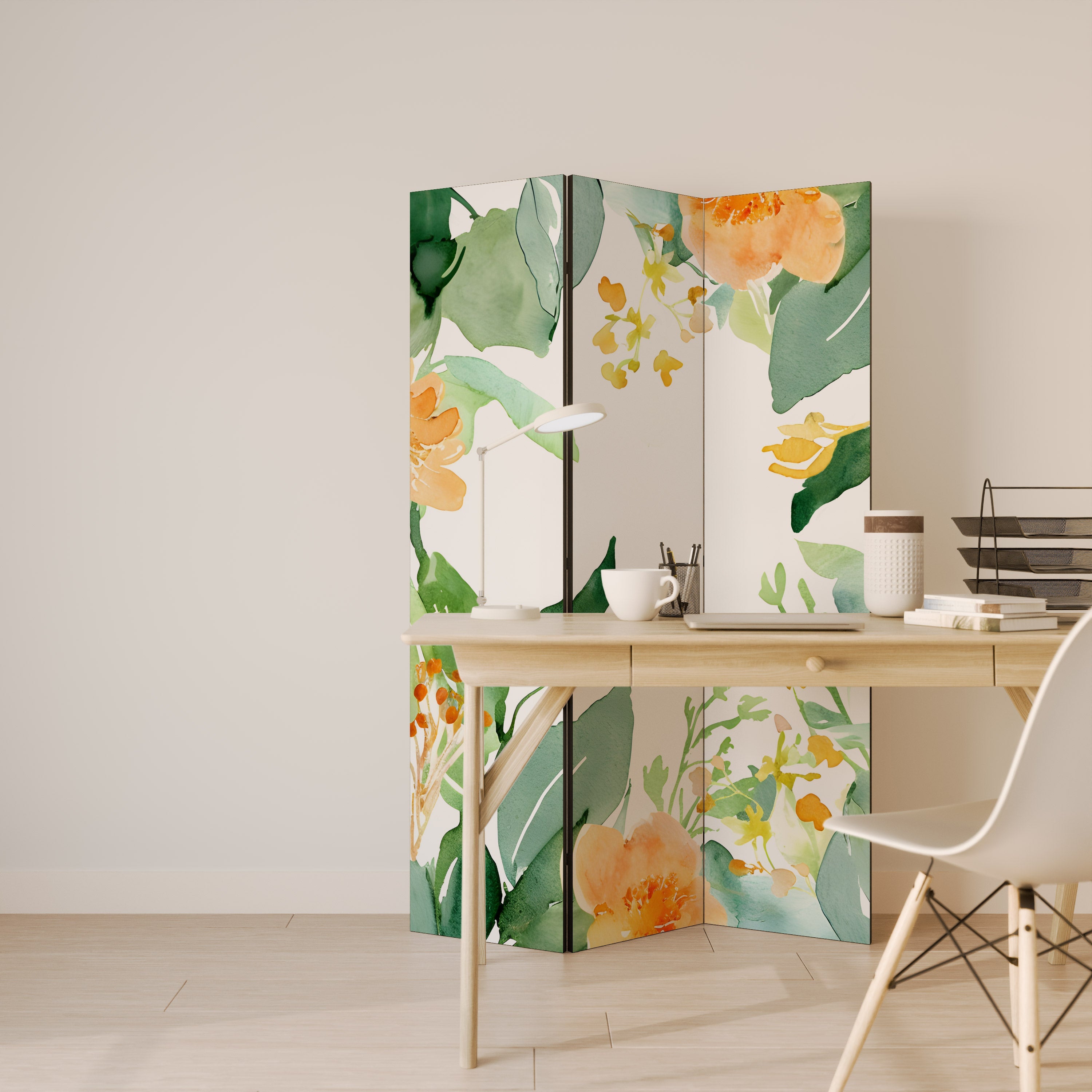 Dekorativ rumsavdelare med 3 paneler i FLORAL SERENITY SPLIT