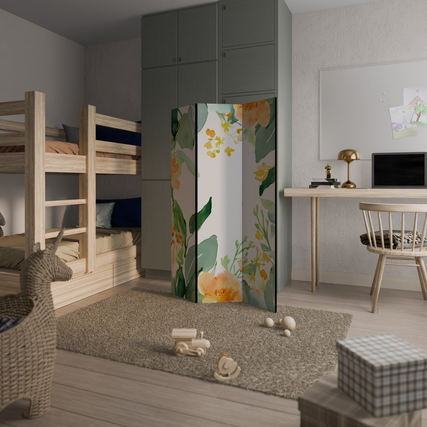 FLORAL SERENITY SPLIT Dekorativ rumsavdelare – 3 paneler