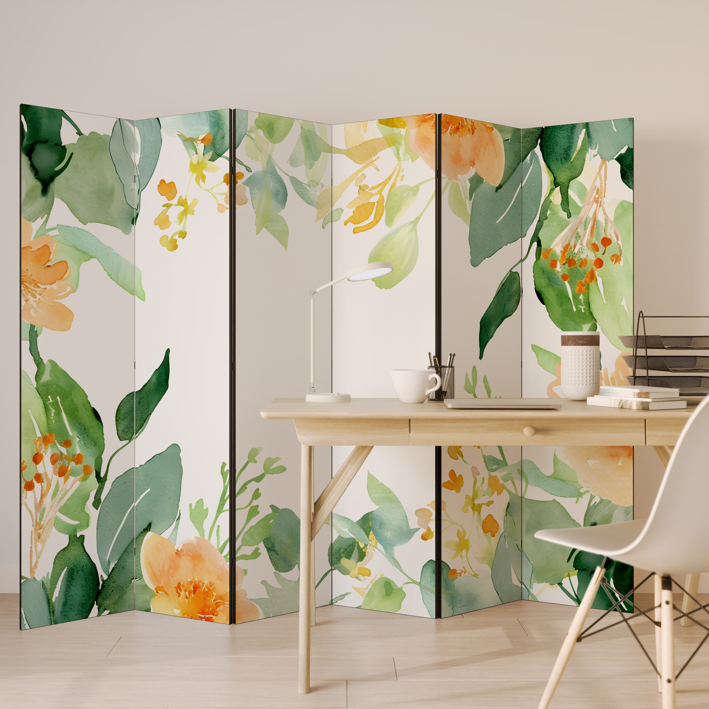 Dekorativ rumsavdelare med 6 paneler i FLORAL SERENITY SPLIT