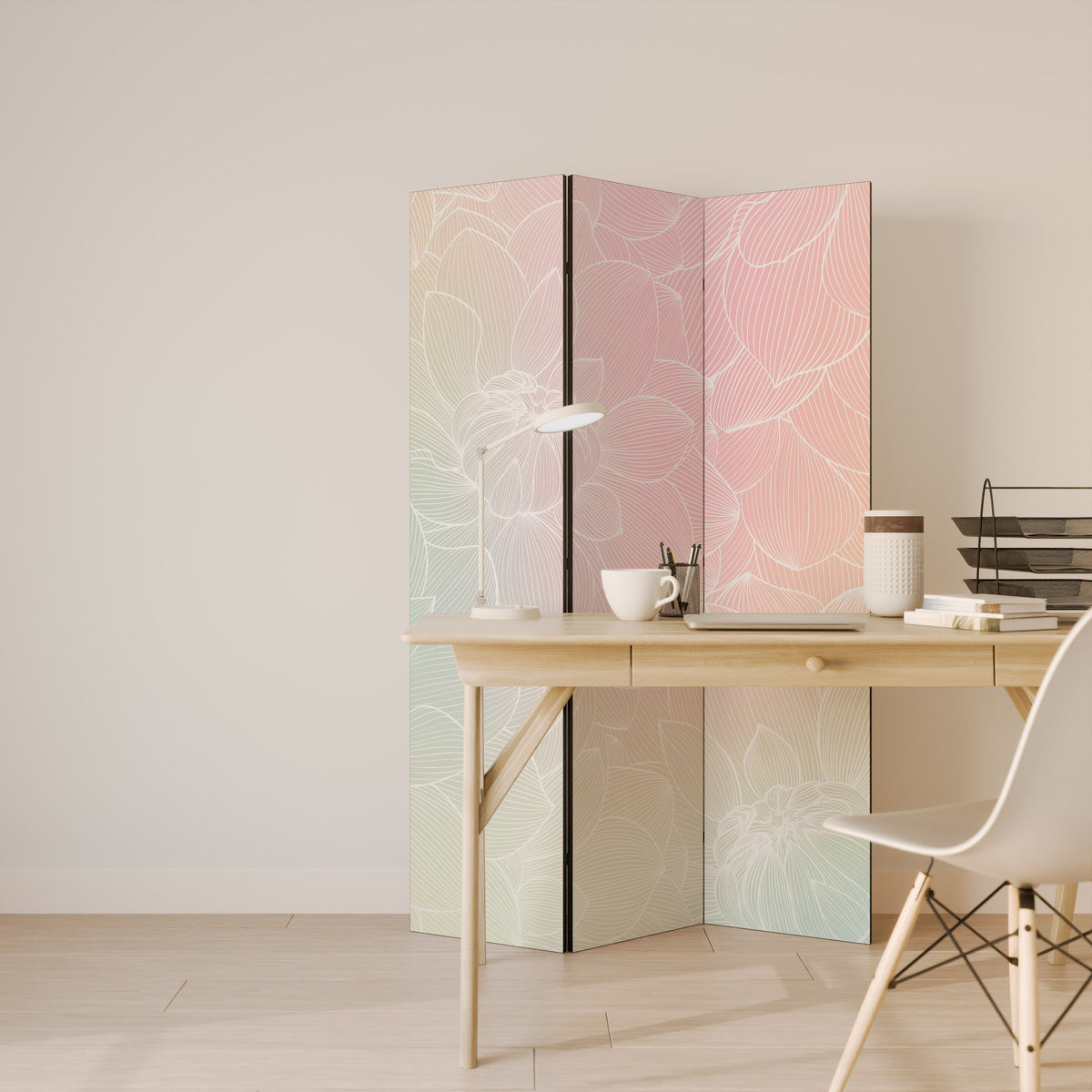 ELEGANT FLORAL FUSION Dekorativ rumsavdelare – 3 paneler