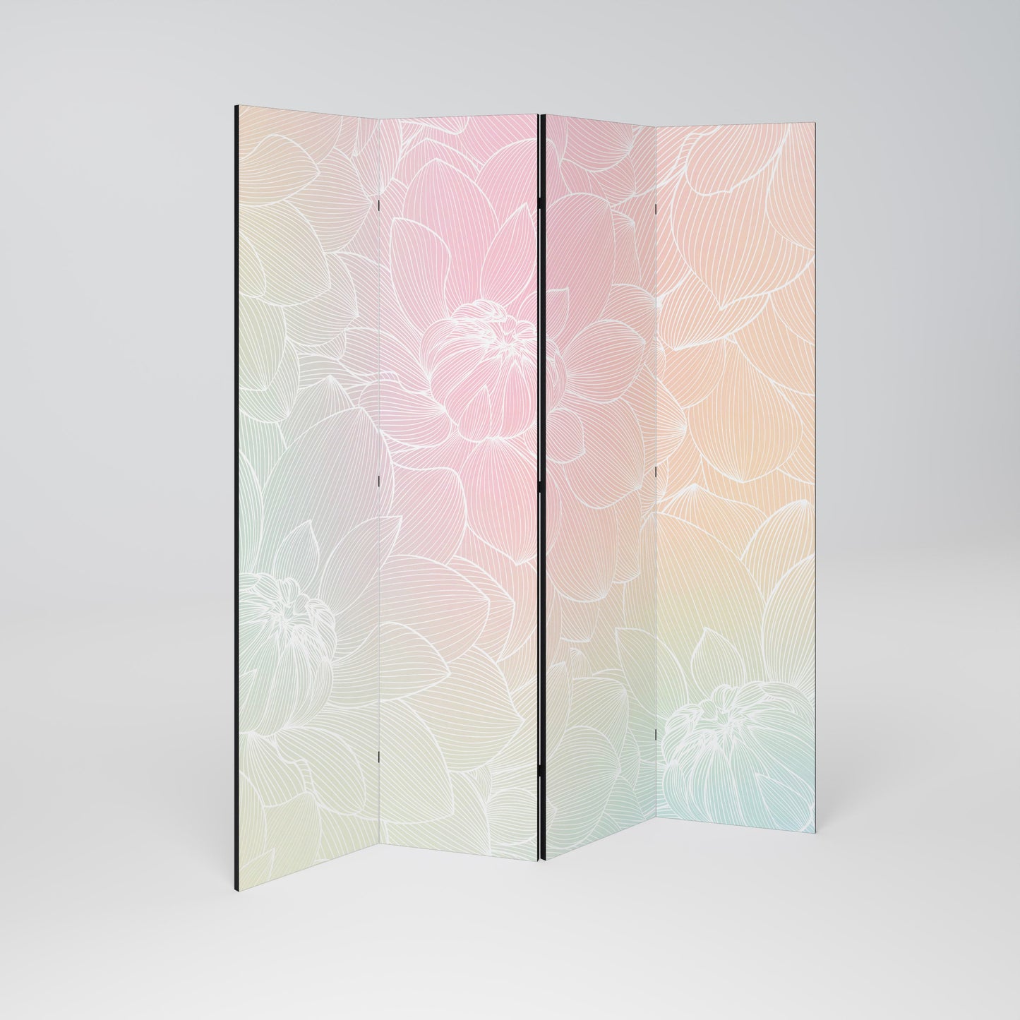 ELEGANT BLOMSTERFUSION Dekorativ rumsavdelare med 4 paneler