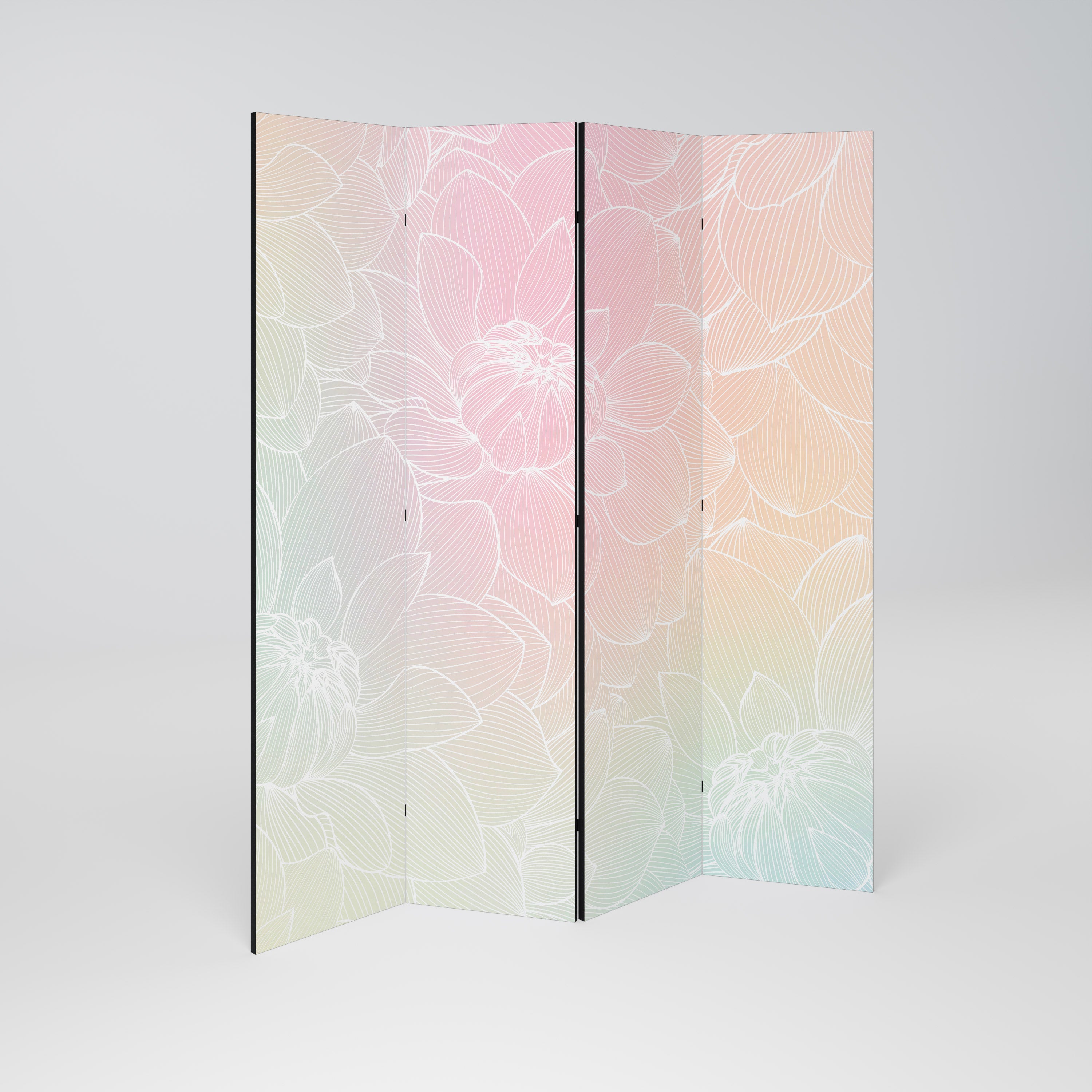 ELEGANT BLOMSTERFUSION Dekorativ rumsavdelare med 4 paneler