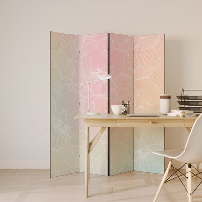 ELEGANT BLOMSTERFUSION Dekorativ rumsavdelare med 4 paneler