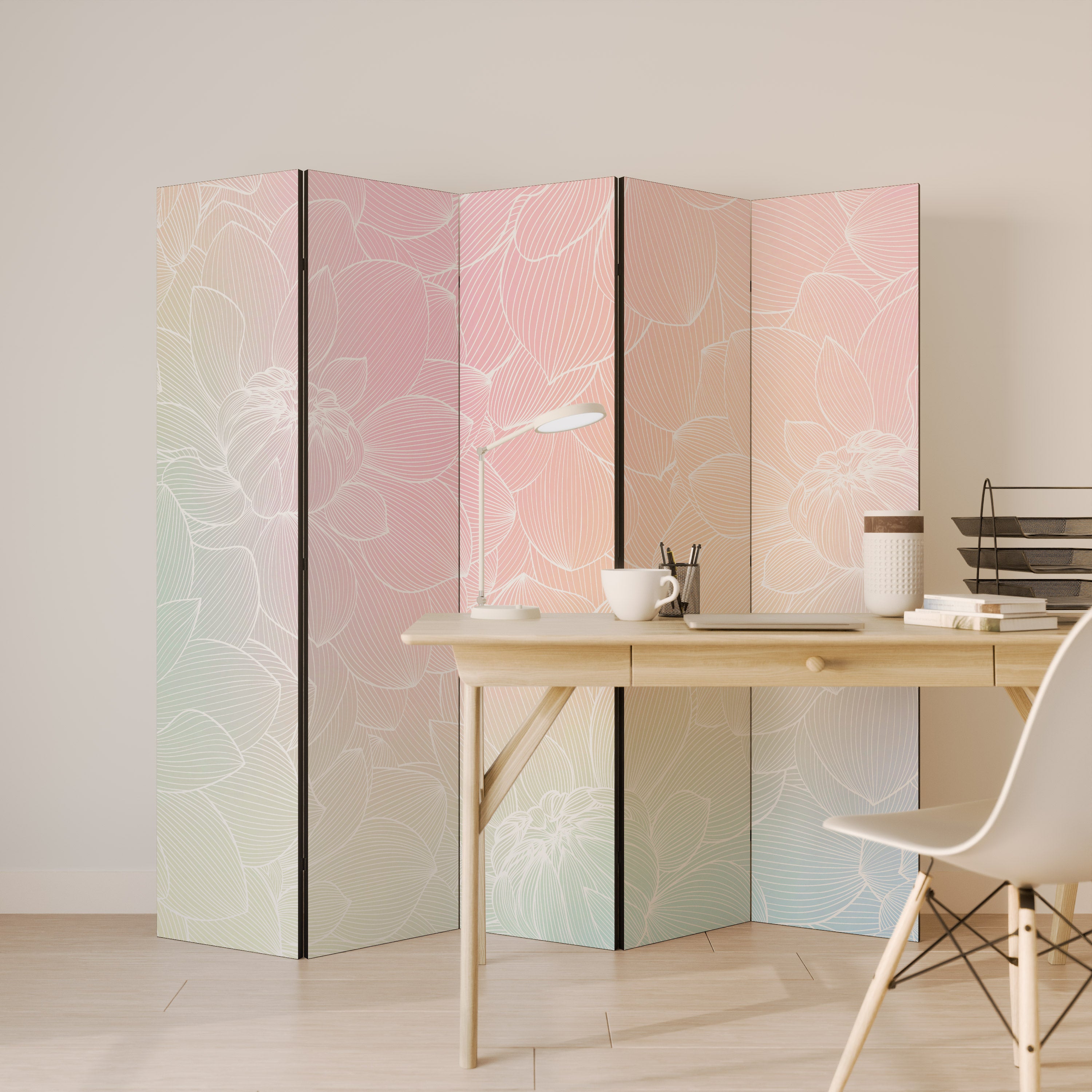 ELEGANT FLORAL FUSION Dekorativ rumsavdelare – 5 paneler