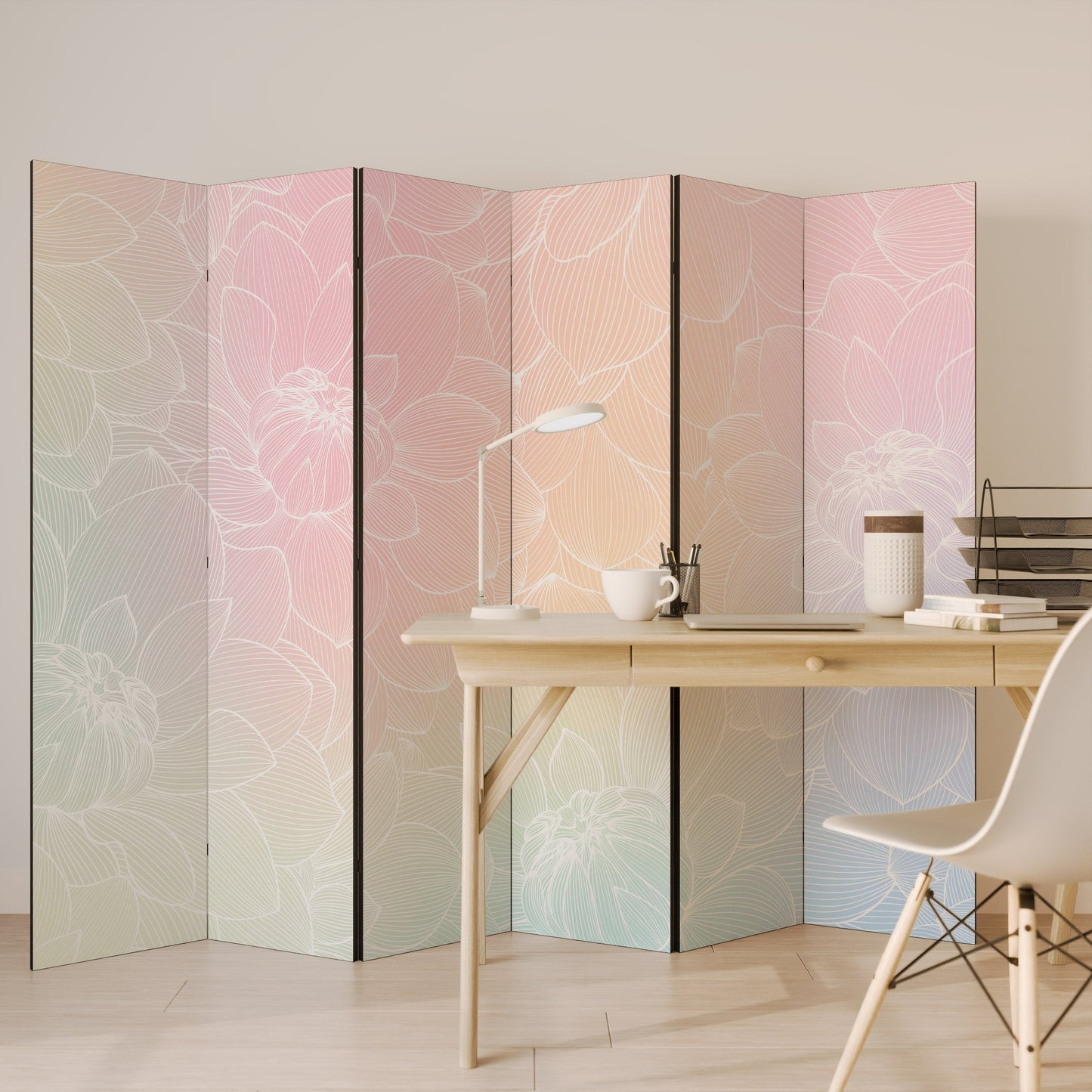 ELEGANT BLOMSTERFUSION Dekorativ rumsavdelare med 6 paneler