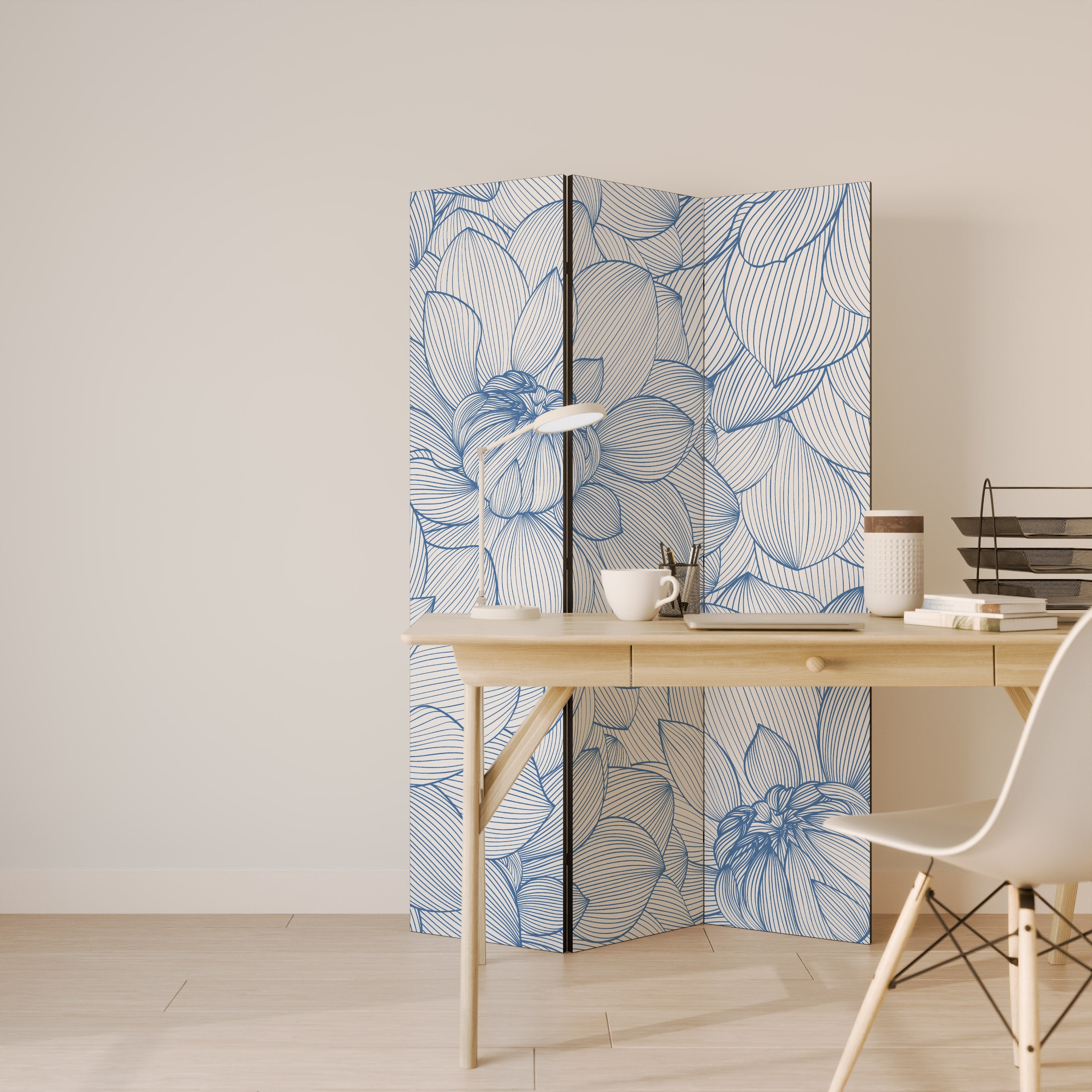 LUSH LINEAR BLOOMS Dekorativ rumsavdelare – 3 paneler