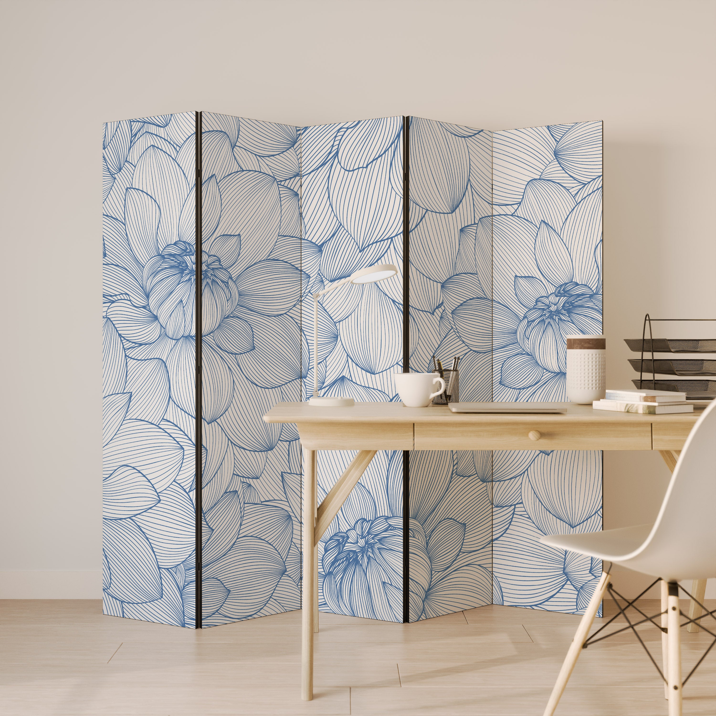 LUSH LINEAR BLOOMS Dekorativ rumsavdelare – 5 paneler