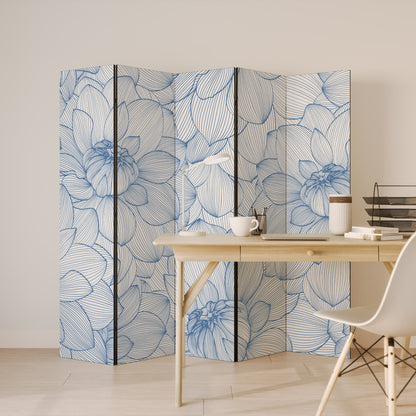 LUSH LINEAR BLOOMS Decorative 5-Panel Room Divider