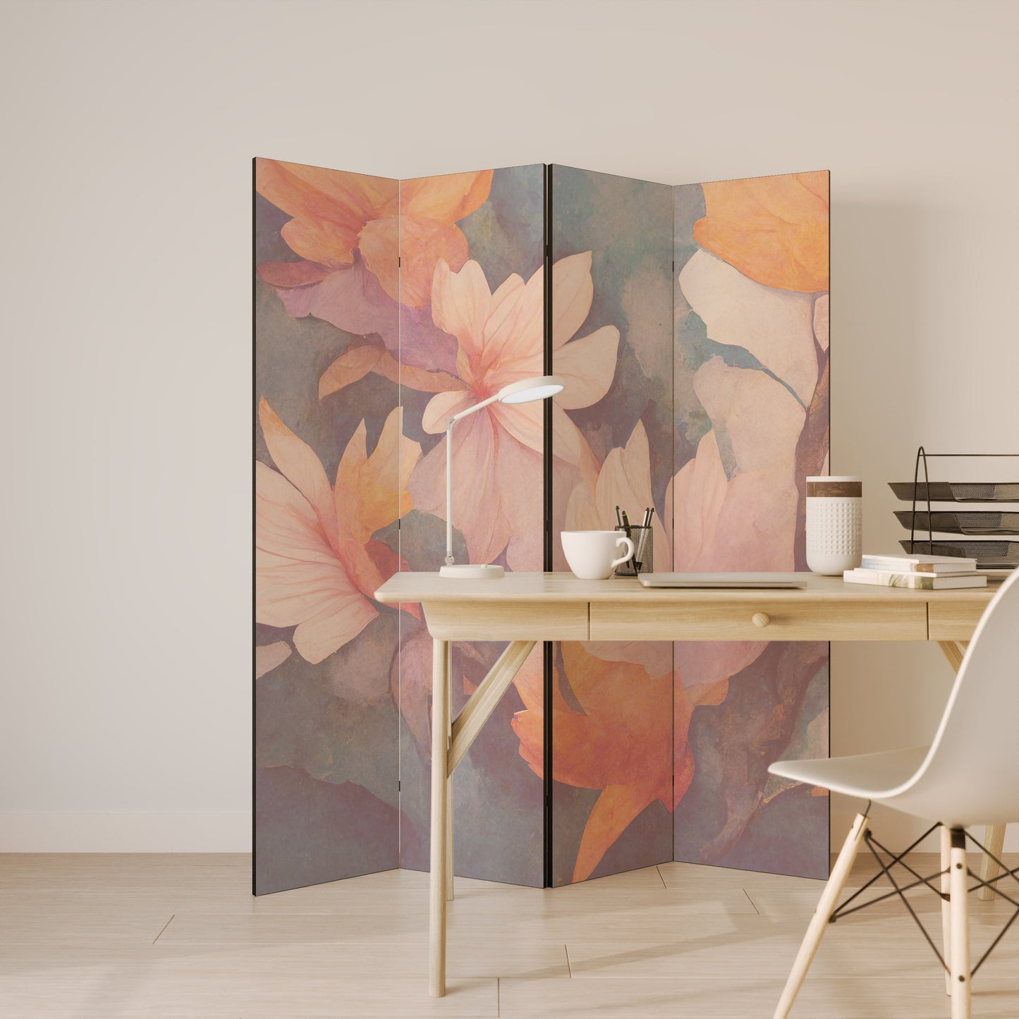 Dekorativ rumsavdelare med 4 paneler PETAL GRACE