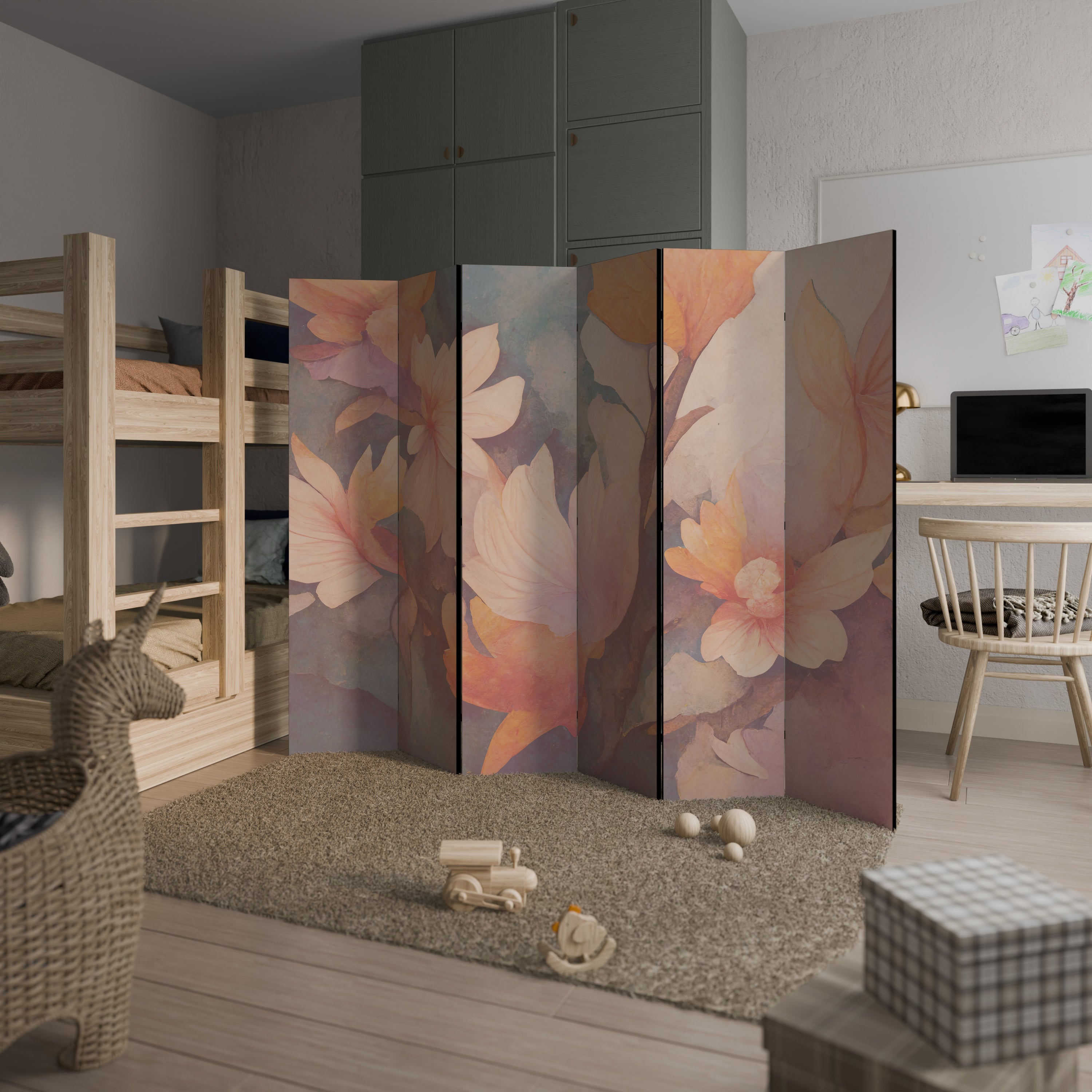 Dekorativ rumsavdelare med 6 paneler PETAL GRACE