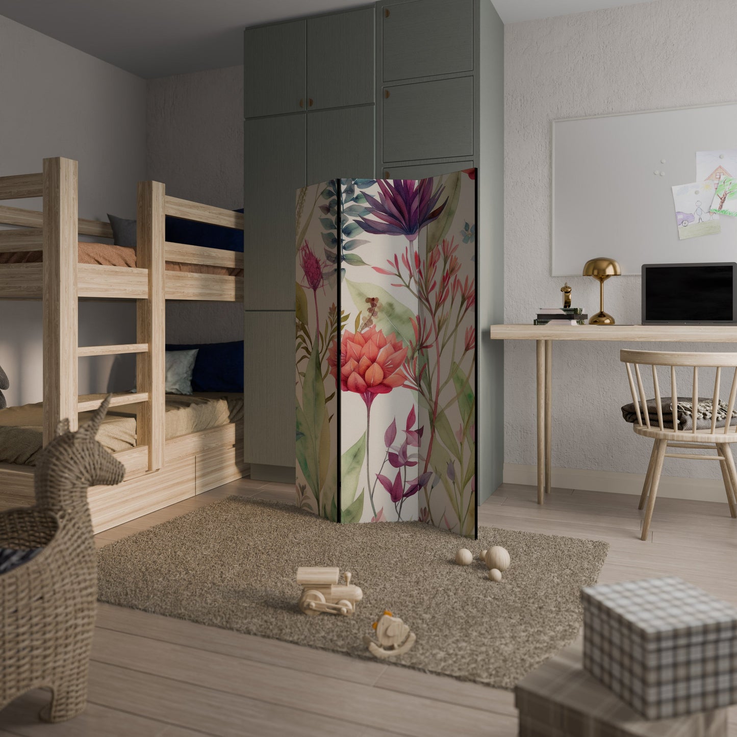 Dekorativ rumsavdelare med 3 paneler HERBAL FIESTA