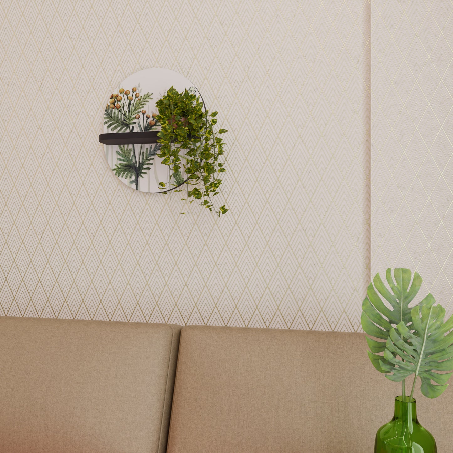 HERBAL DREAM Oval konsthylla i svart finish