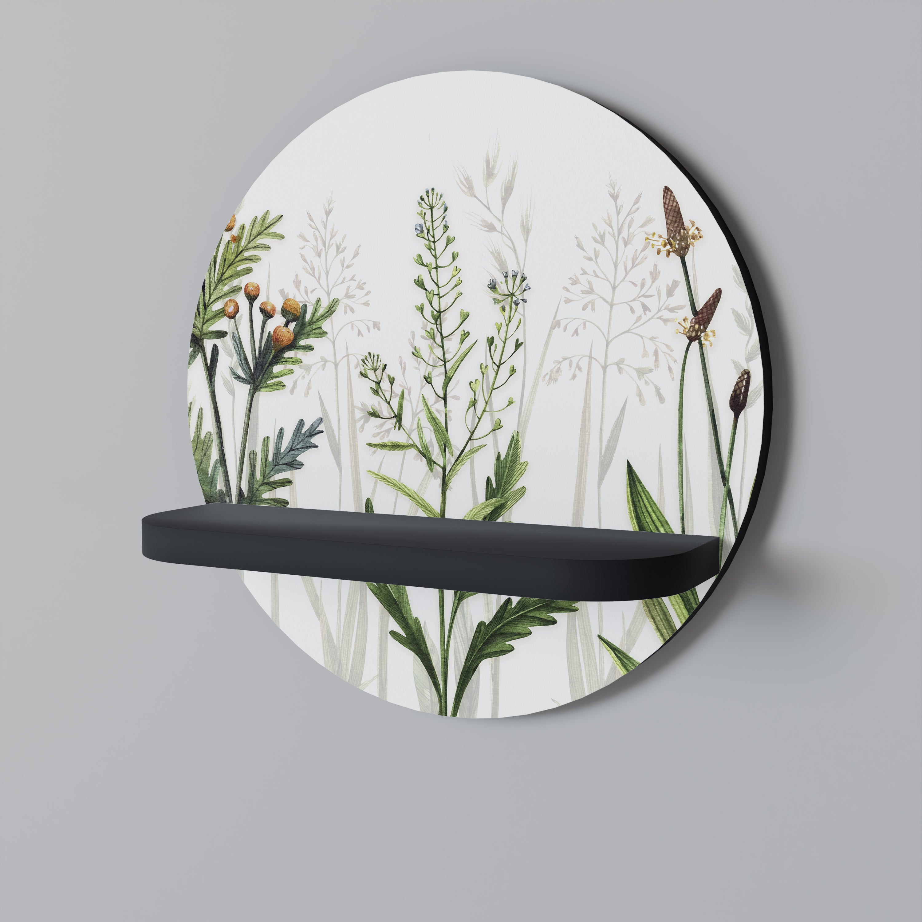 HERBAL DREAM Rund konsthylla i svart finish