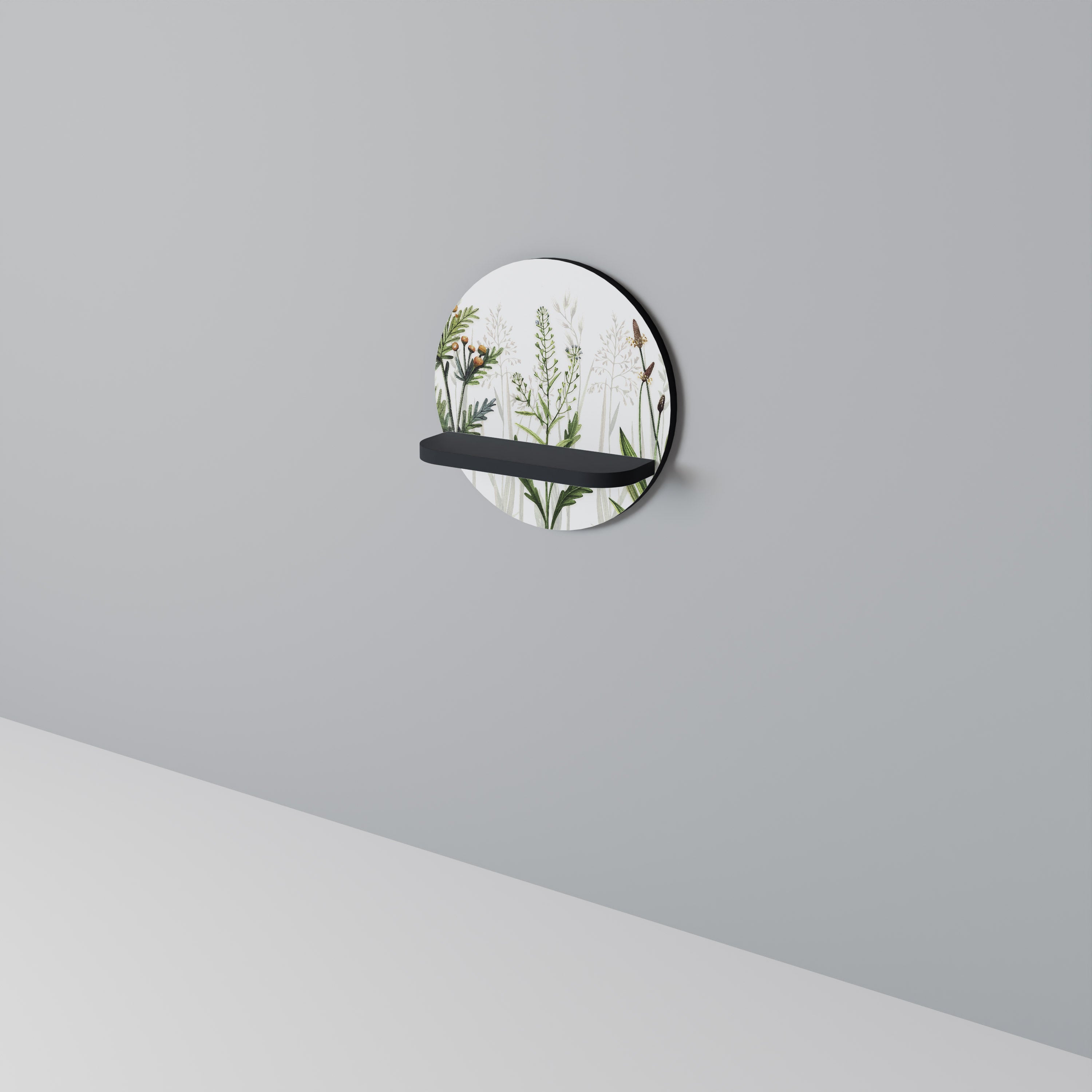 HERBAL DREAM Rund konsthylla i svart finish
