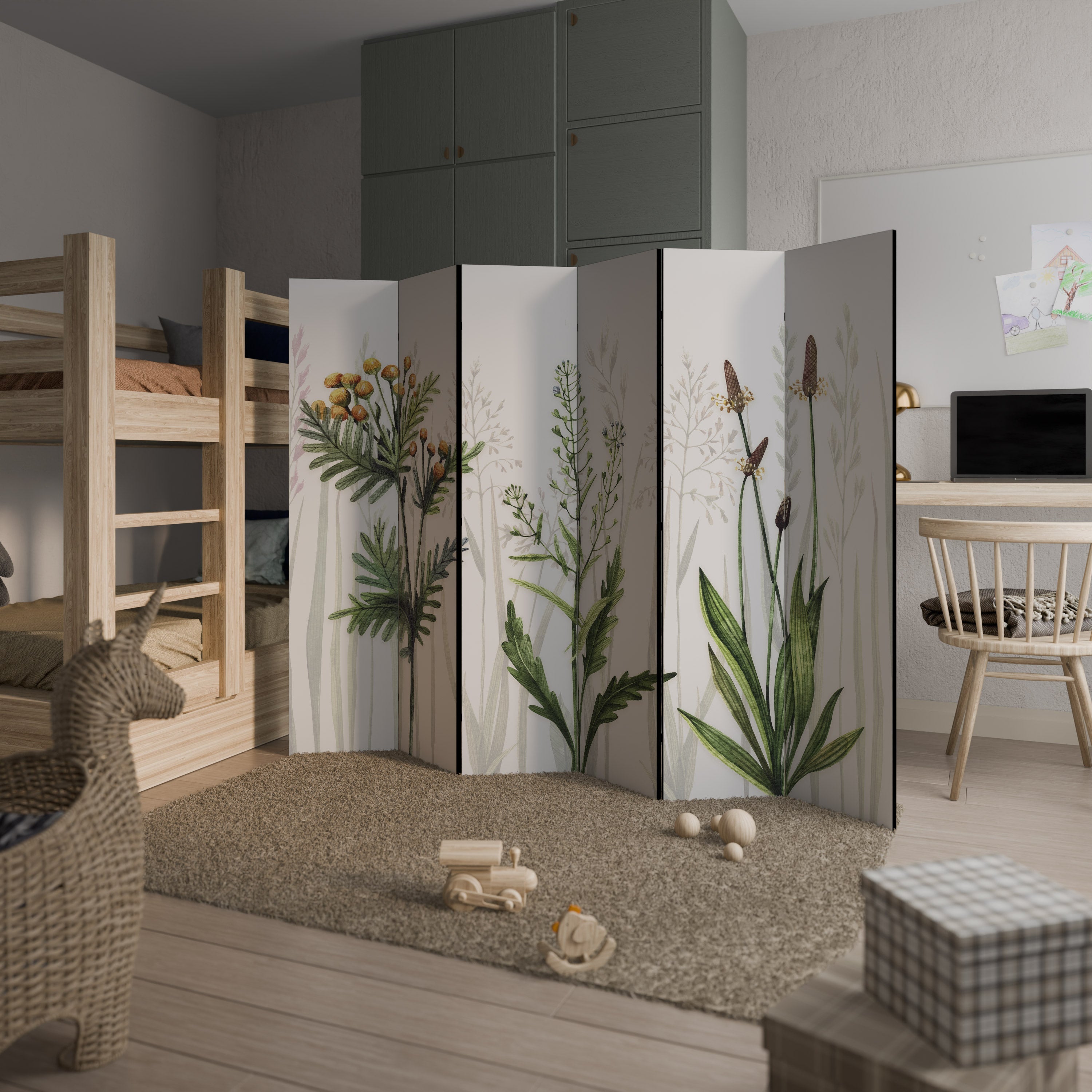 Dekorativ rumsavdelare med 6 paneler HERBAL DREAM