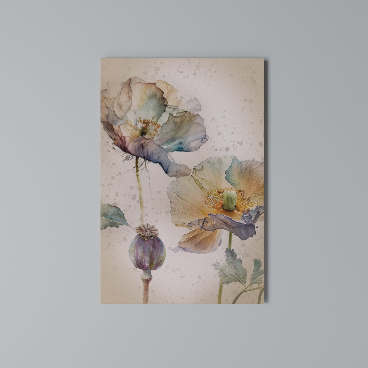 SOFTEN POPPY Vertical Canvas Print